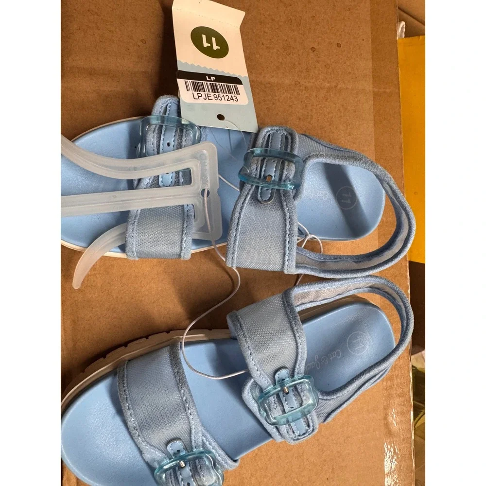 Cat & Jack Sandals Toddler Size 11 Blue NWT Double Strap Buckle Casual Summer